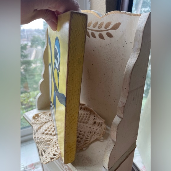 Yellow & Blue Bird Wall Art Hand Painted on Wood - Picture 11 of 12